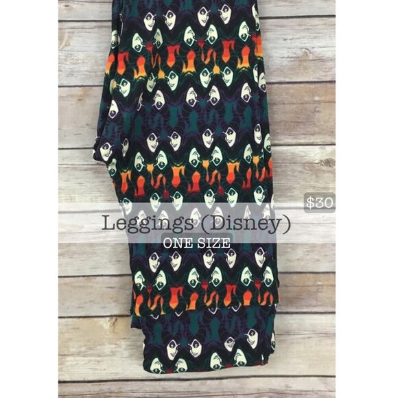 NWT LulaRoe leggings OS One Size Maleficent Disney Villains Whimsygoth witchy - Picture 2 of 2